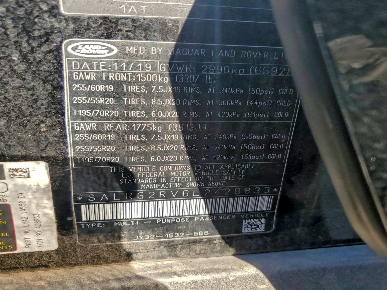 2020 Land Rover Discovery Se VIN: SALRG2RV6L2428833 Lot: 92046525