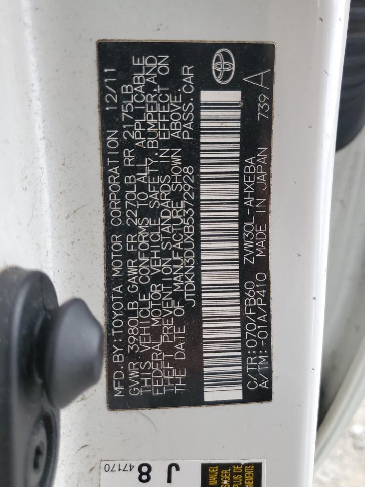 2011 Toyota Prius VIN: JTDKN3DUXB5372928 Lot: 89684775