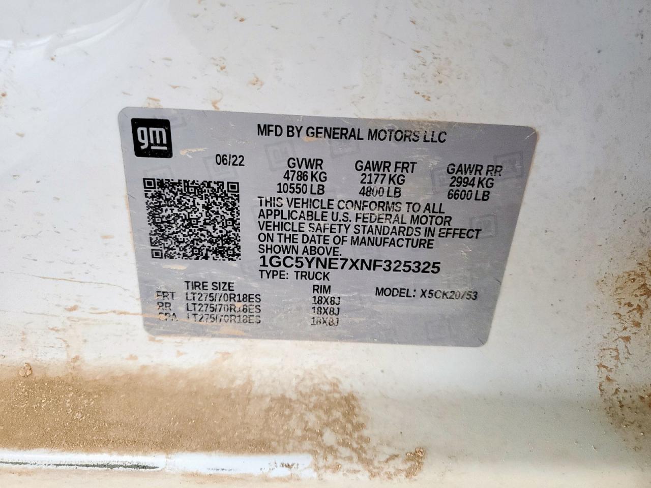 2022 Chevrolet Silverado K2500 Heavy Duty Lt VIN: 1GC5YNE7XNF325325 Lot: 93657855