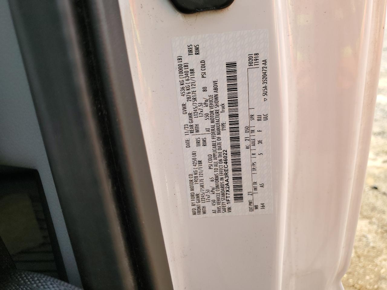 2024 Ford F250 Super Duty VIN: 1FT7X2AA3REC46022 Lot: 92617985