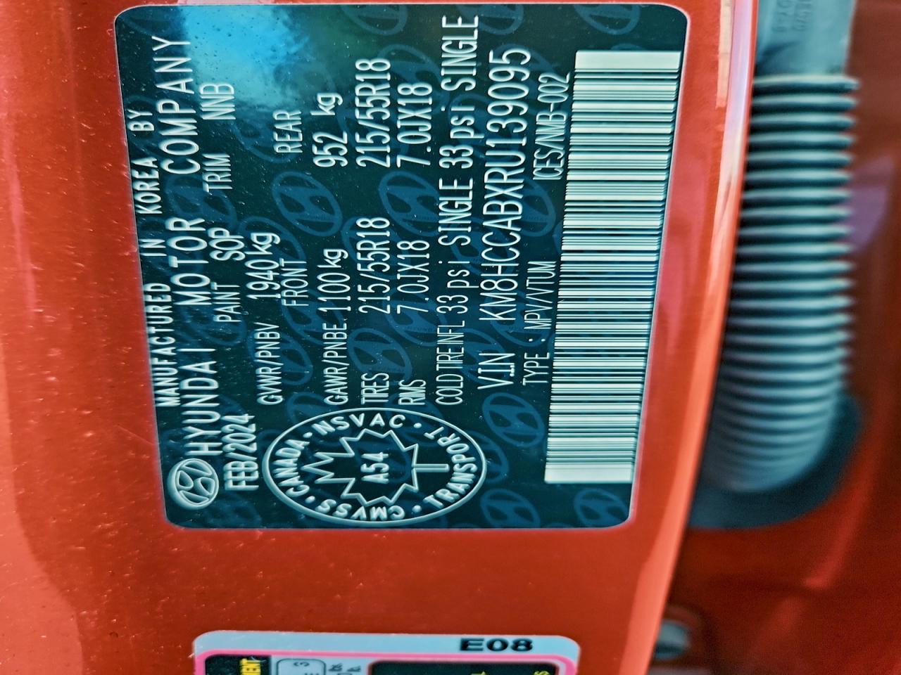 2024 Hyundai Kona Sel VIN: KM8HCCABXRU139095 Lot: 94042265