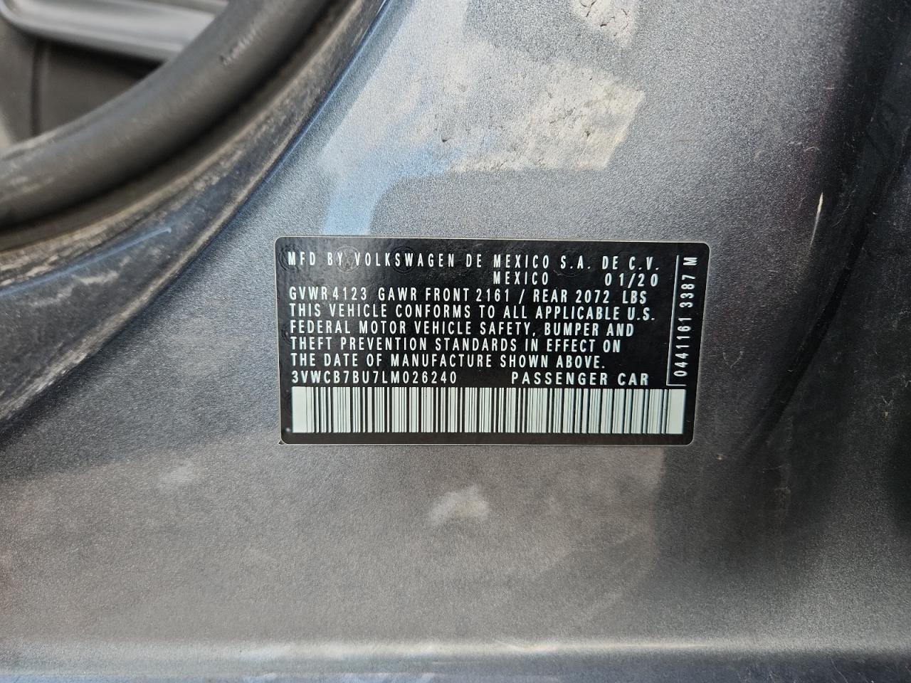 2020 Volkswagen Jetta S VIN: 3VWCB7BU7LM026240 Lot: 93237075