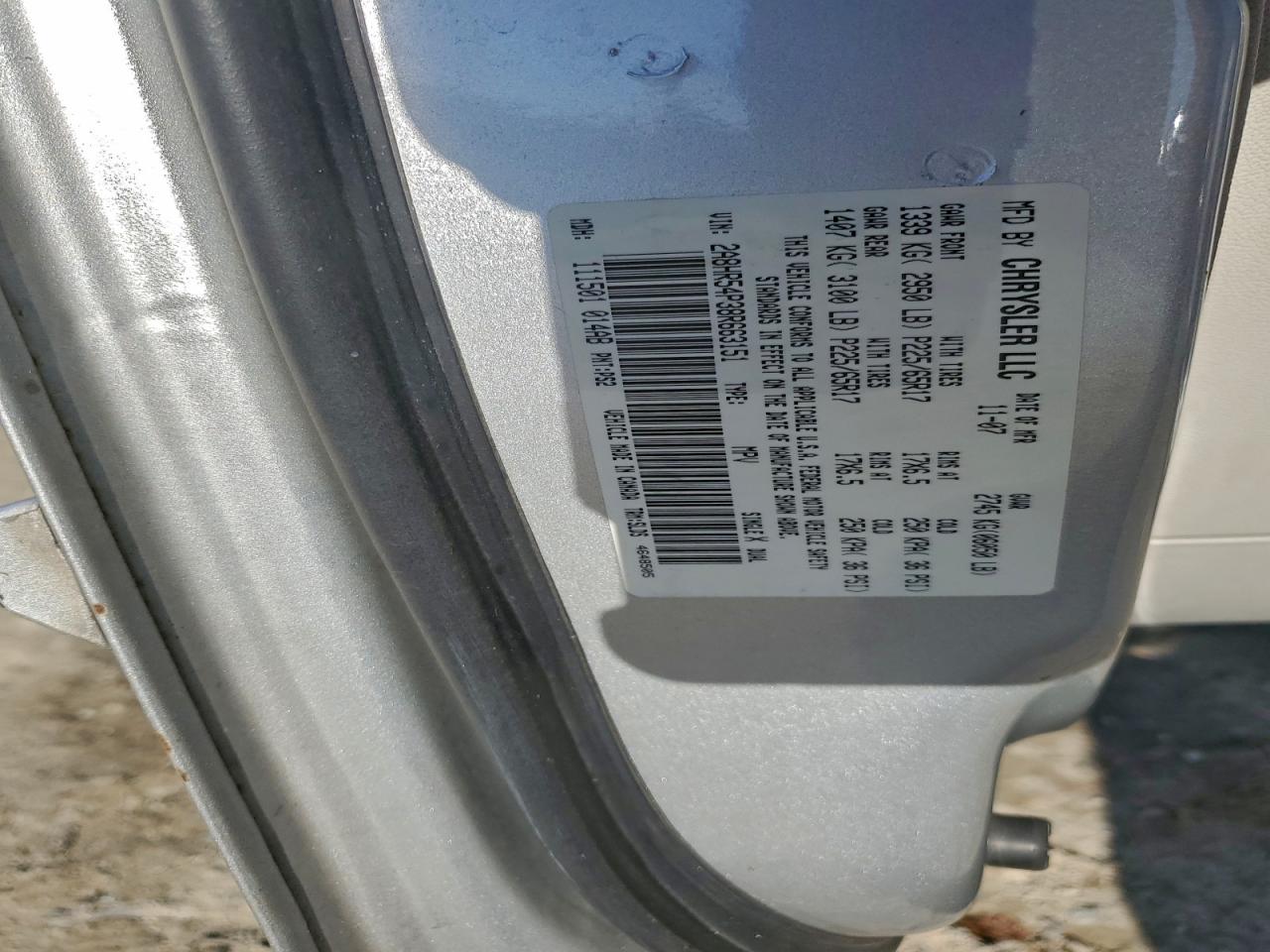 2008 Chrysler Town & Country Touring VIN: 2A8HR54P38R663151 Lot: 94382695