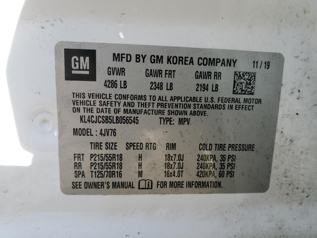 2020 Buick Encore Essence VIN: KL4CJCSB5LB056545 Lot: 92105615