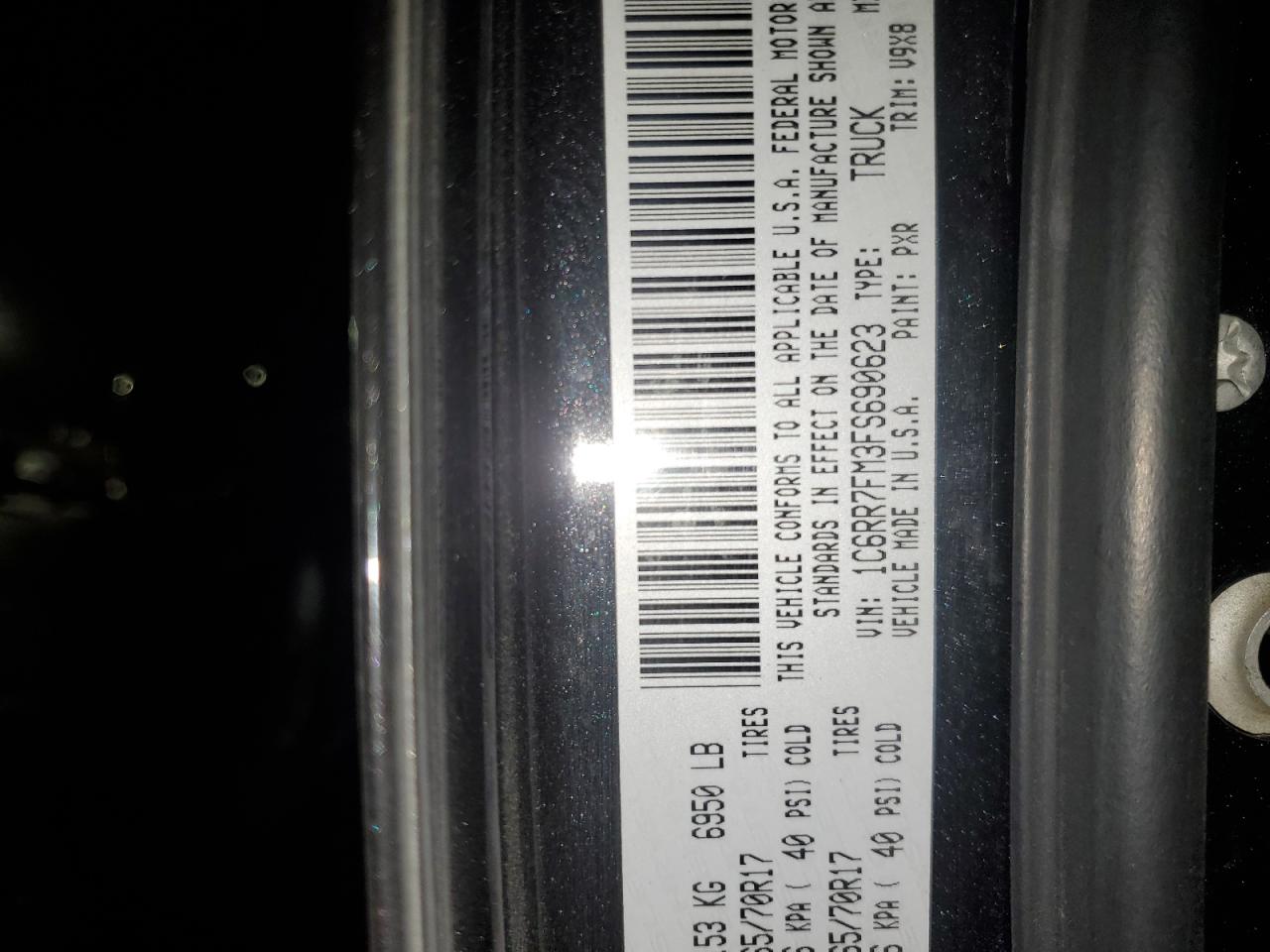 2015 Ram Trucks 1500 St VIN: 1C6RR7FM3FS690623 Lot: 94004135