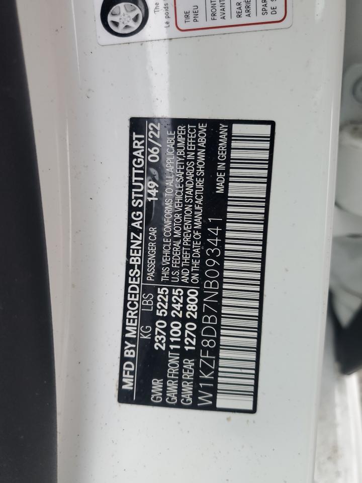 2022 Mercedes-Benz E 350 VIN: W1KZF8DB7NB093441 Lot: 93272965