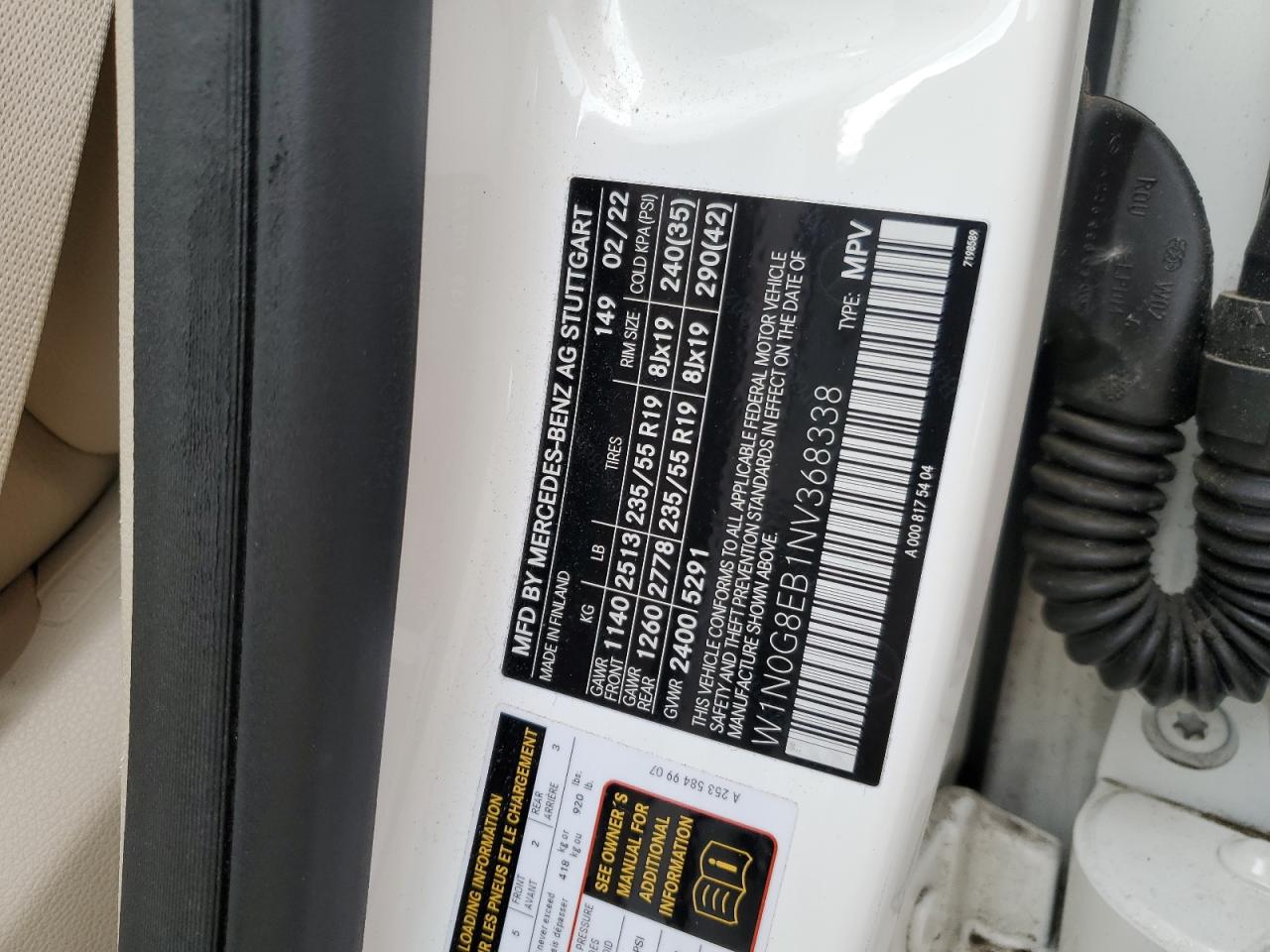 2022 Mercedes-Benz Glc 300 4Matic VIN: W1N0G8EB1NV368338 Lot: 90084465