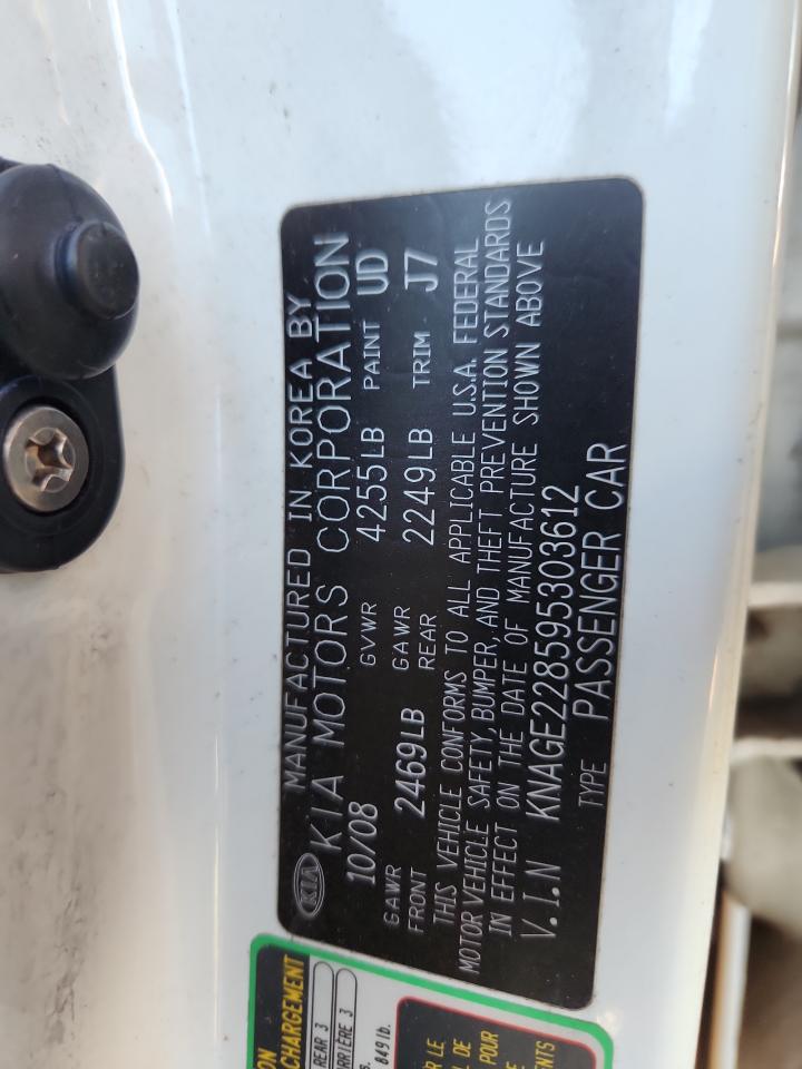 2009 Kia Optima Lx VIN: KNAGE228595303612 Lot: 93224625