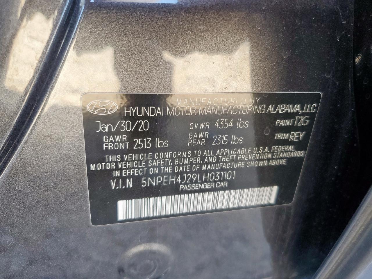 2020 Hyundai Sonata Limited VIN: 5NPEH4J29LH031101 Lot: 92660355