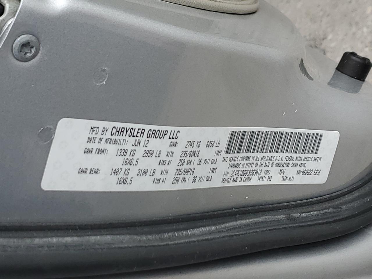 2012 Chrysler Town & Country Touring VIN: 2C4RC1BG6CR363010 Lot: 92282665