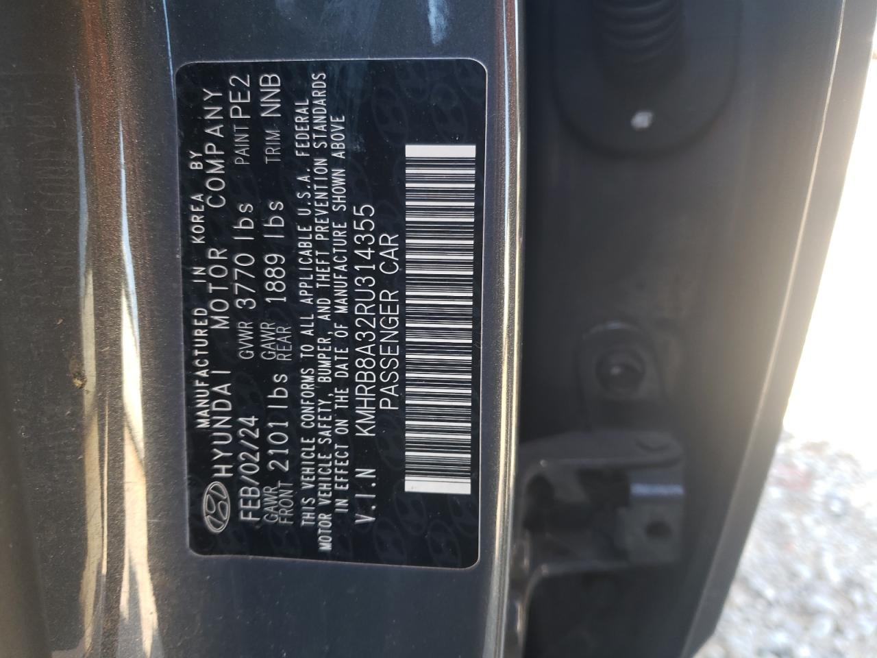 2024 Hyundai Venue Se VIN: KMHRB8A32RU314355 Lot: 85429285