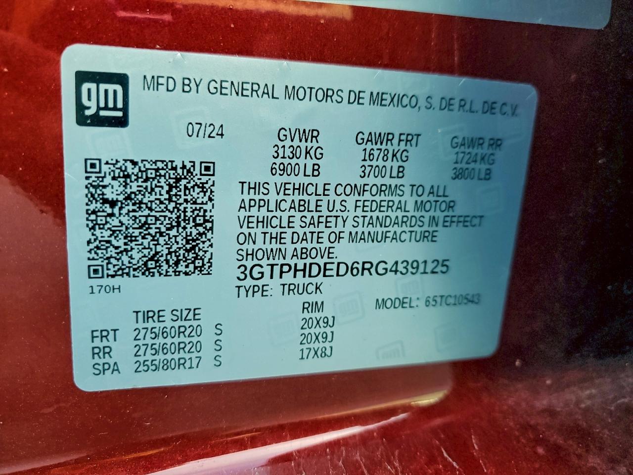 2024 GMC Sierra C1500 Slt VIN: 3GTPHDED6RG439125 Lot: 94712535