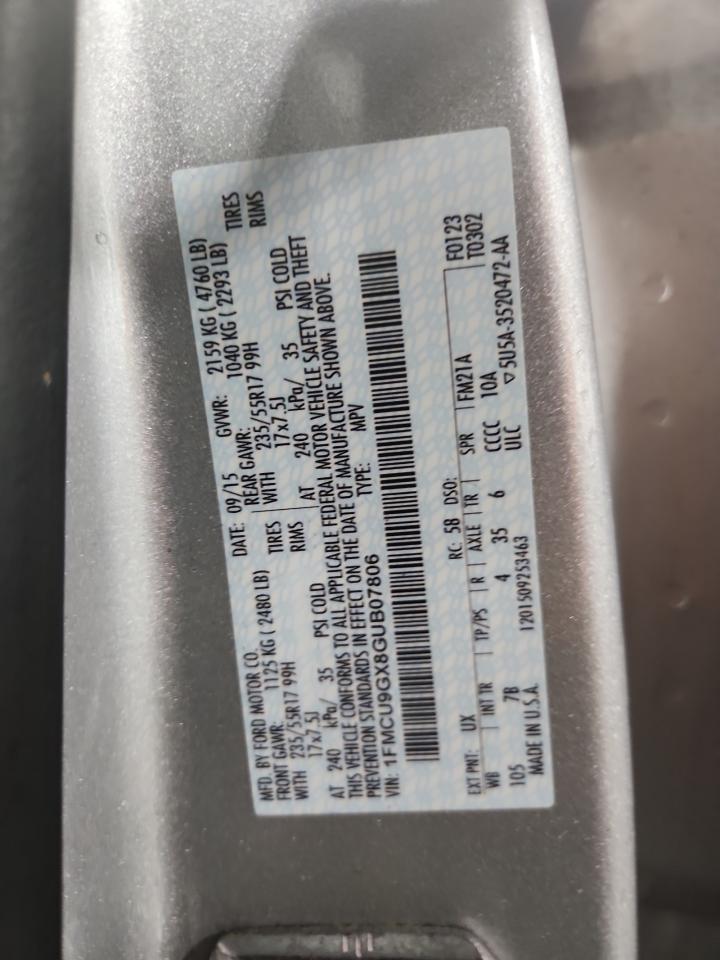 2016 Ford Escape Se VIN: 1FMCU9GX8GUB07806 Lot: 93455875