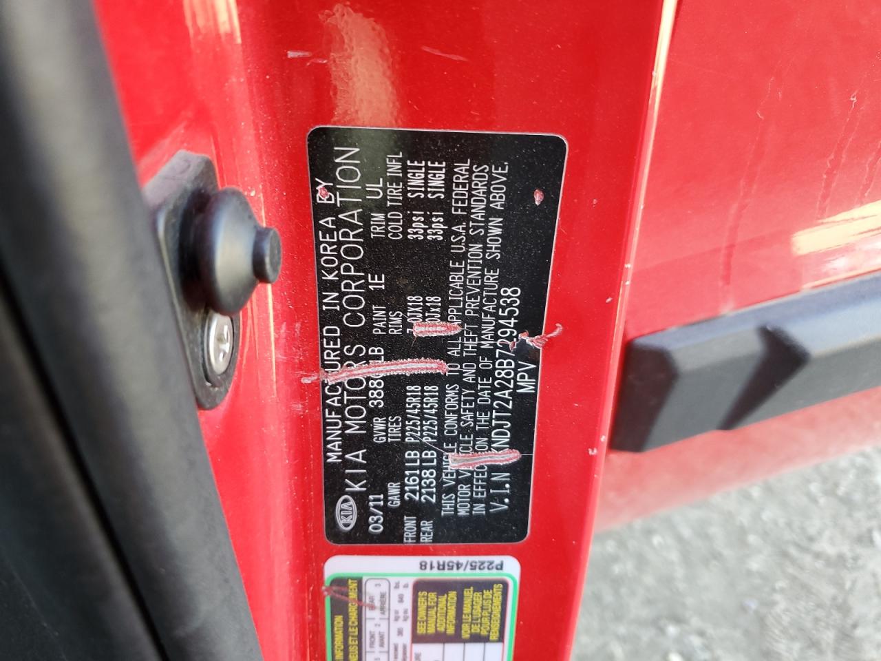 2011 Kia Soul + VIN: KNDJT2A28B7294538 Lot: 92660975