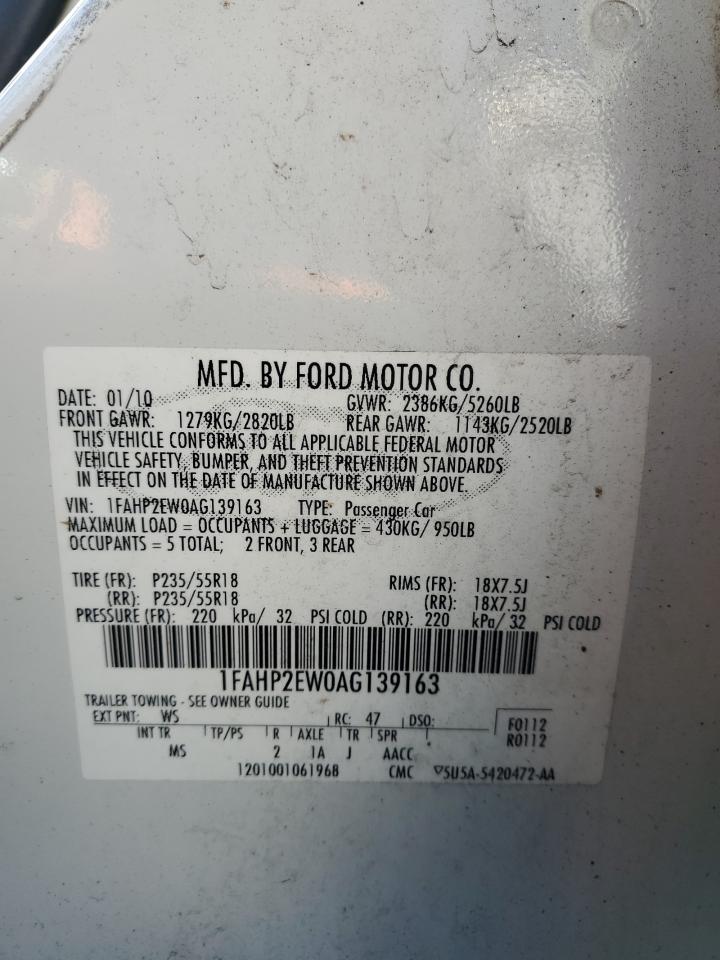 2010 Ford Taurus Sel VIN: 1FAHP2EW0AG139163 Lot: 90638135