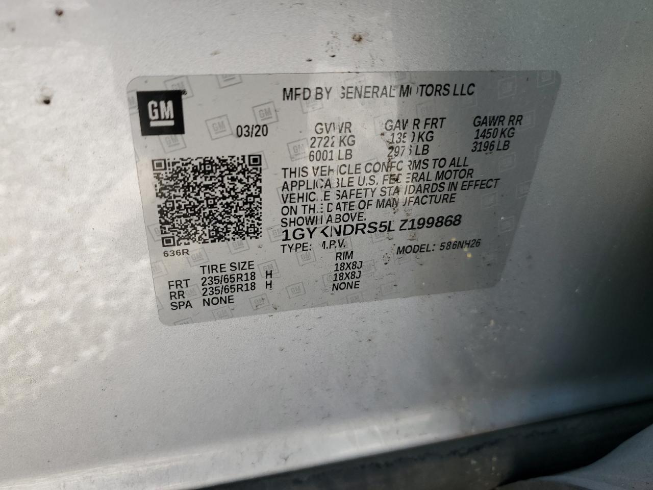 2020 Cadillac Xt5 Premium Luxury VIN: 1GYKNDRS5LZ199868 Lot: 91944935