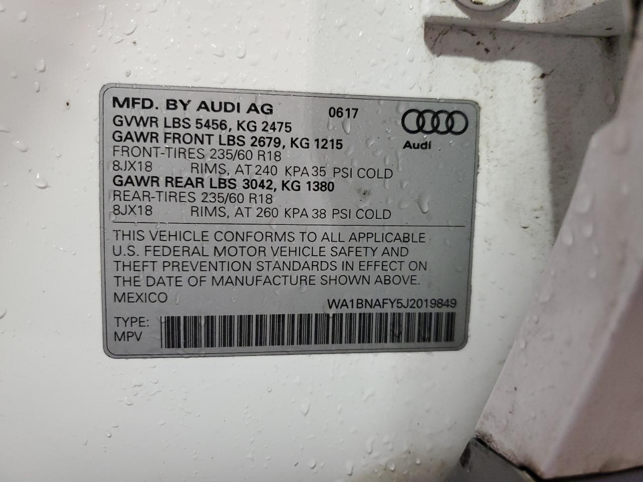 2018 Audi Q5 Premium Plus VIN: WA1BNAFY5J2019849 Lot: 93631755