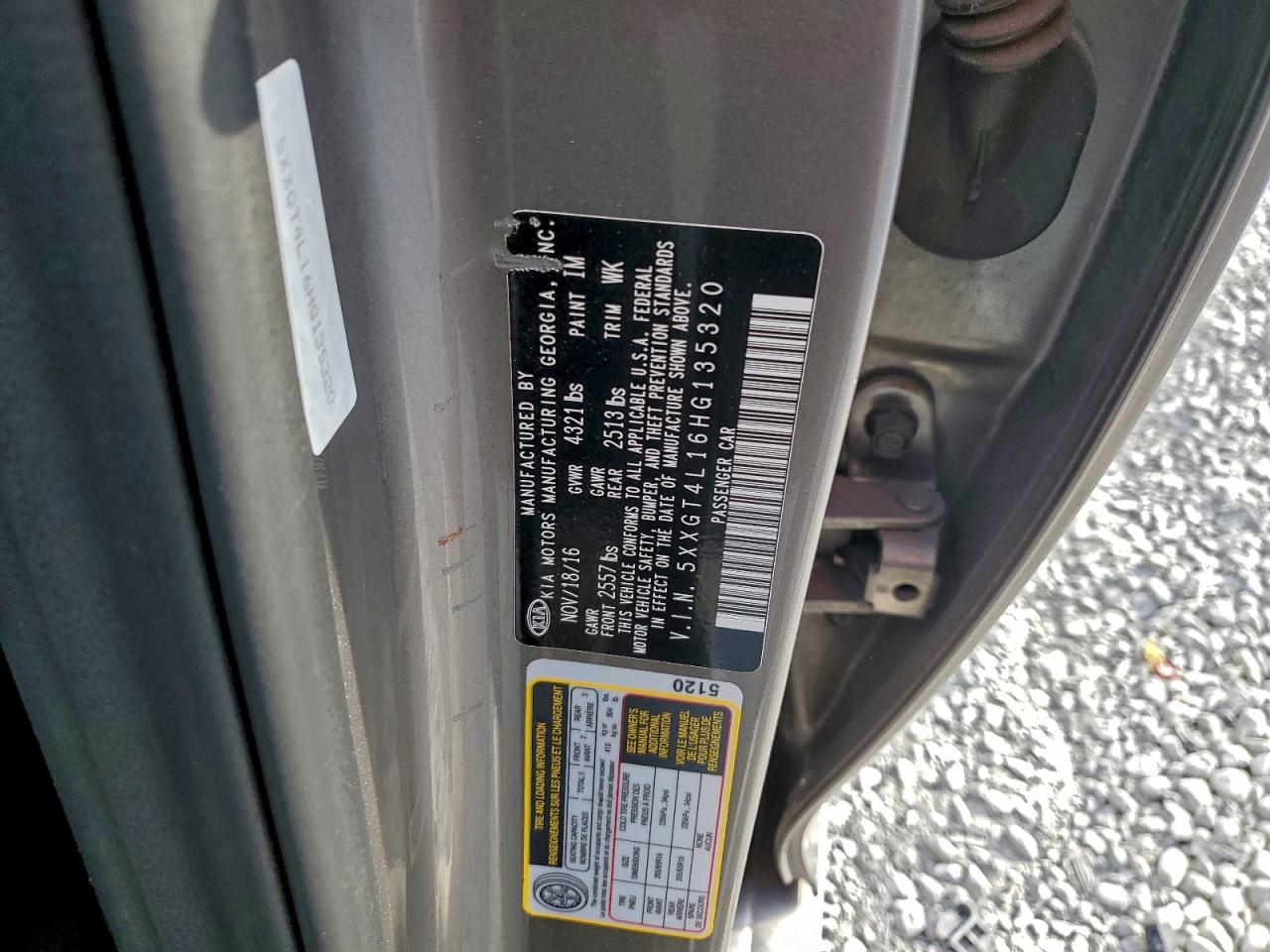 2017 Kia Optima Lx VIN: 5XXGT4L16HG135320 Lot: 94357325