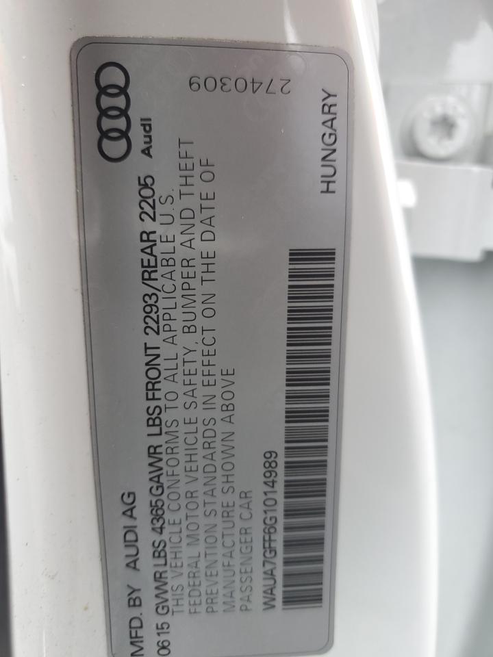 2016 Audi A3 Premium VIN: WAUA7GFF6G1014989 Lot: 92133885