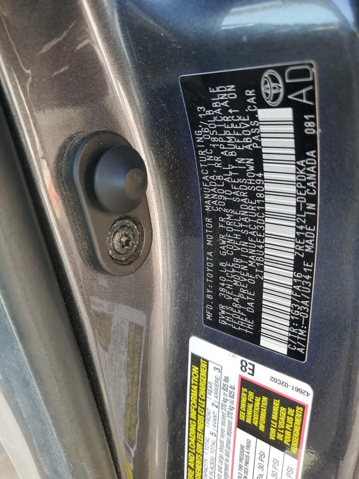 2013 Toyota Corolla Base VIN: 2T1BU4EE3DC118094 Lot: 91385645