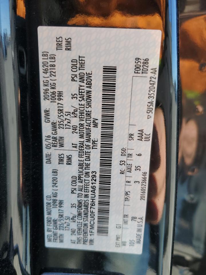 2017 Ford Escape S VIN: 1FMCU0F76HUA61293 Lot: 92051265