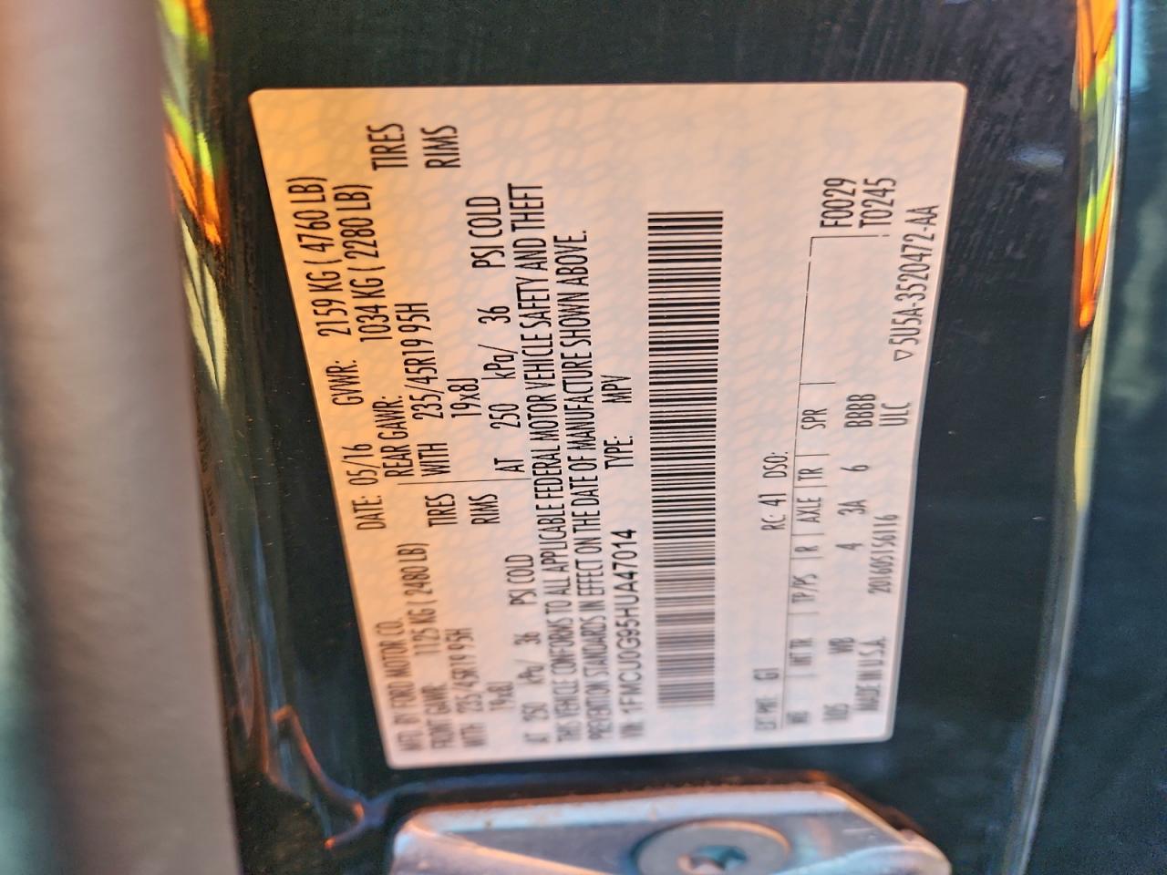 2017 Ford Escape Se VIN: 1FMCU0G95HUA47014 Lot: 94284065