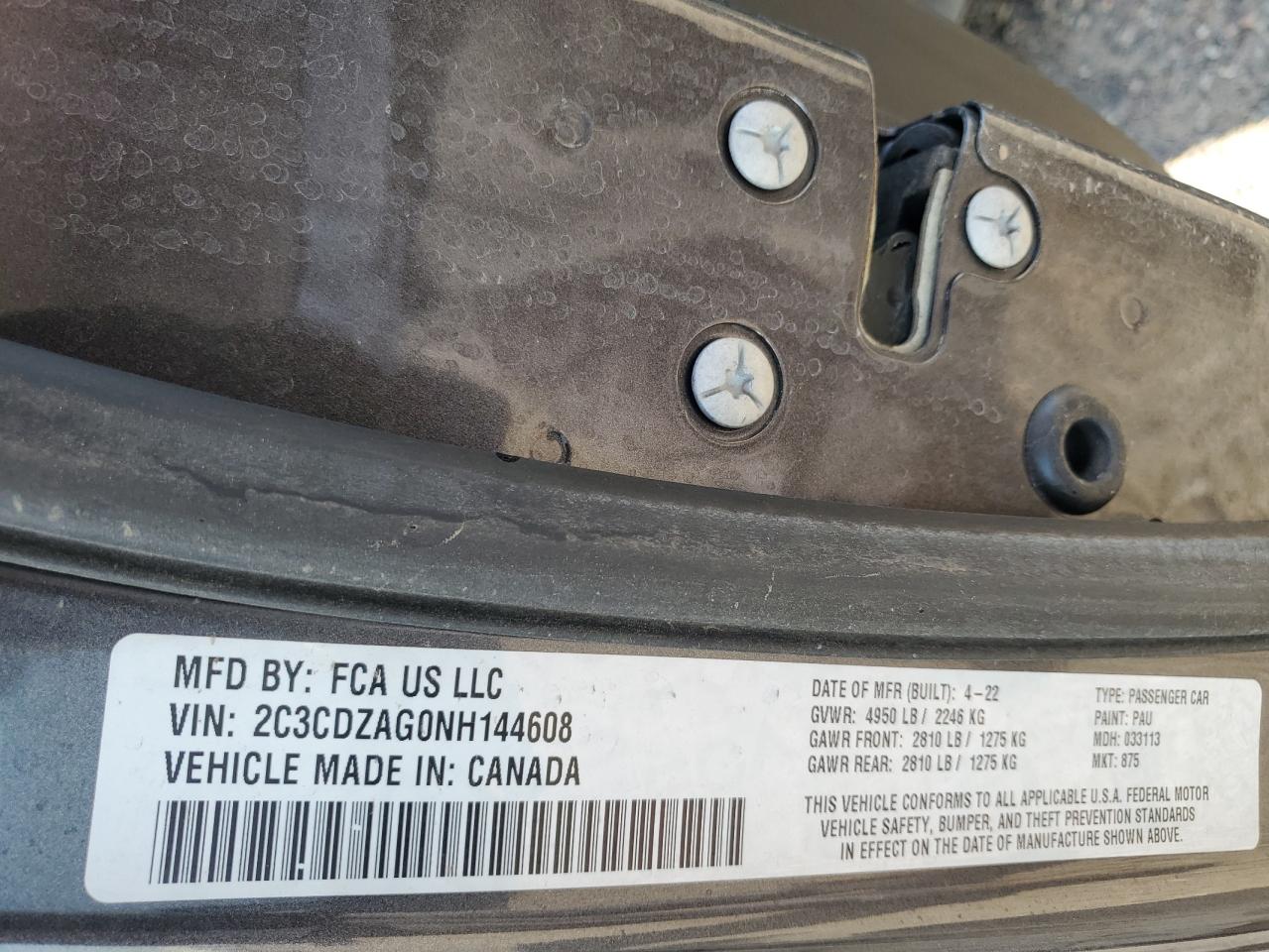 2022 Dodge Challenger Sxt VIN: 2C3CDZAG0NH144608 Lot: 92120125