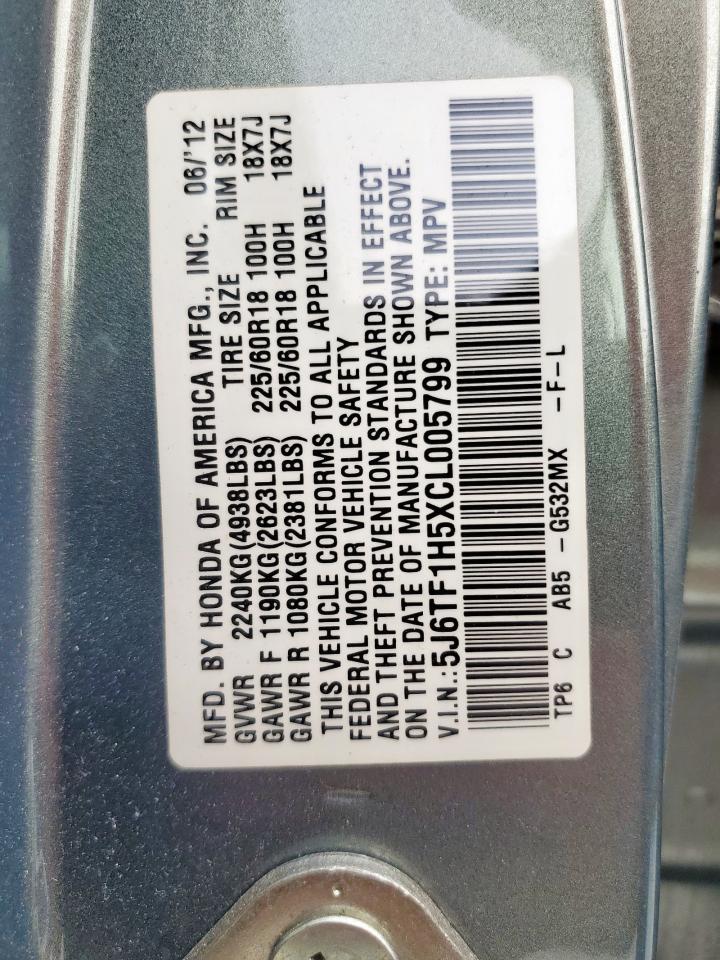 2012 Honda Crosstour Exl VIN: 5J6TF1H5XCL005799 Lot: 93311225