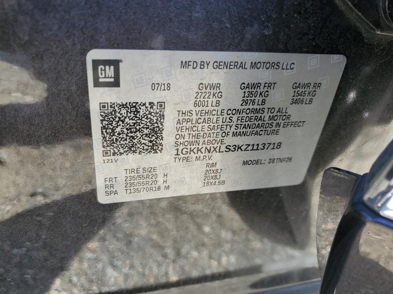 2019 GMC Acadia Denali VIN: 1GKKNXLS3KZ113718 Lot: 92085635