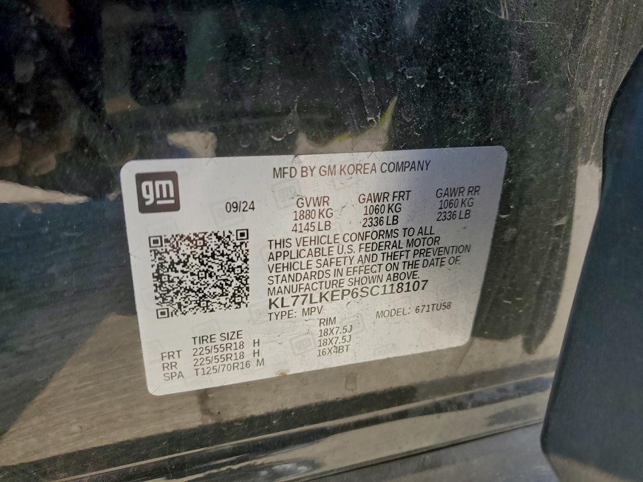 2025 Chevrolet Trax Activ VIN: KL77LKEP6SC118107 Lot: 91126725