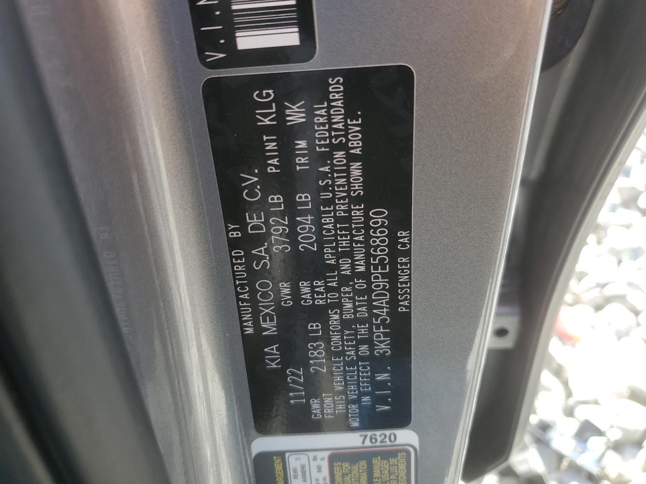 2023 Kia Forte Gt Line VIN: 3KPF54AD9PE568690 Lot: 92444435