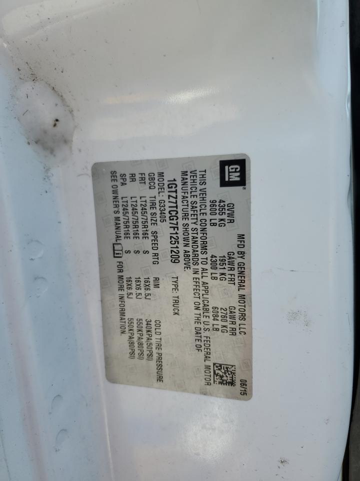 2015 GMC Savana G3500 VIN: 1GTZ7TCG7F1251209 Lot: 92877365