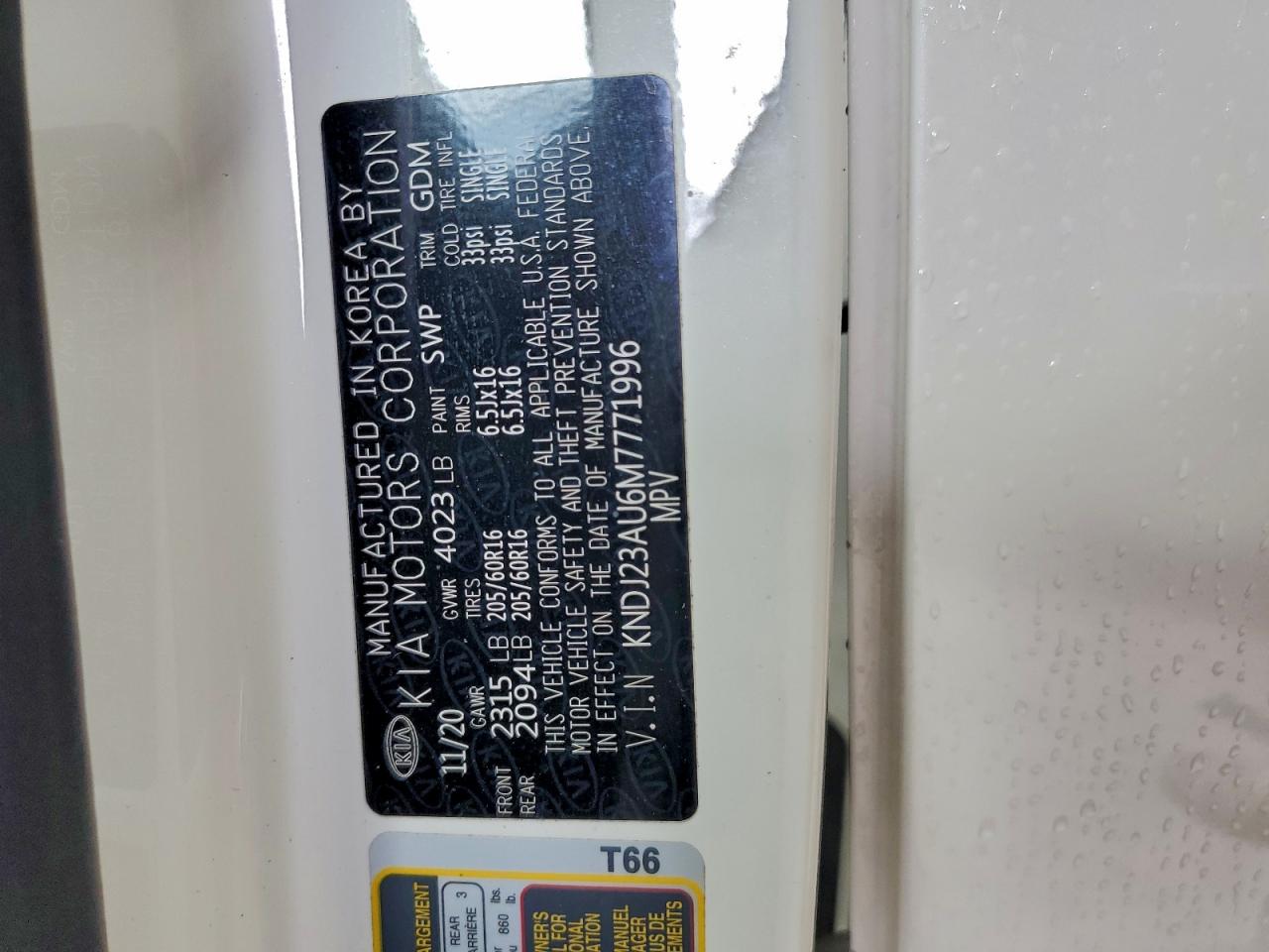 2021 Kia Soul Lx VIN: KNDJ23AU6M7771996 Lot: 92723235