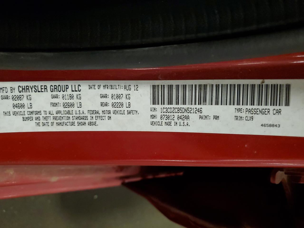 2013 Dodge Avenger Sxt VIN: 1C3CDZCB5DN521246 Lot: 92578405