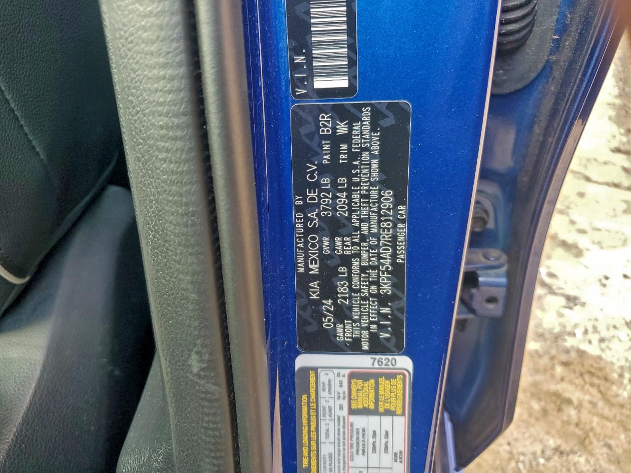 2024 Kia Forte Gt Line VIN: 3KPF54AD7RE812906 Lot: 94186015