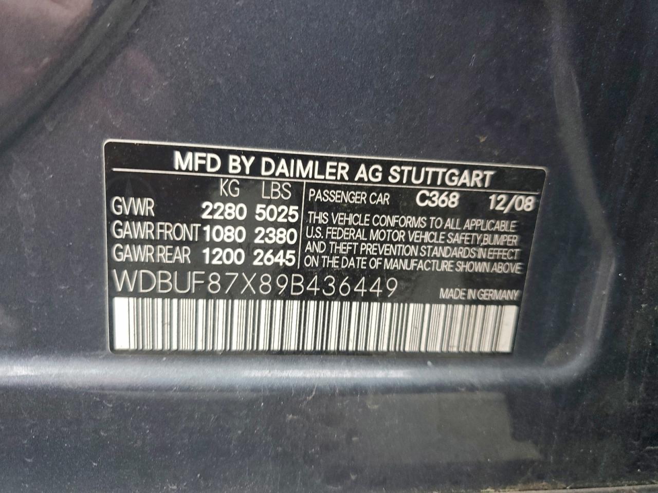 2009 Mercedes-Benz E 350 4Matic VIN: WDBUF87X89B436449 Lot: 93777175