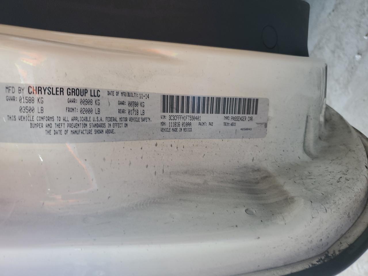 2015 Fiat 500 Abarth VIN: 3C3CFFFH1FT590401 Lot: 91778925