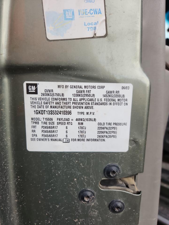 2003 GMC Envoy VIN: 1GKDT13S532410396 Lot: 92918915