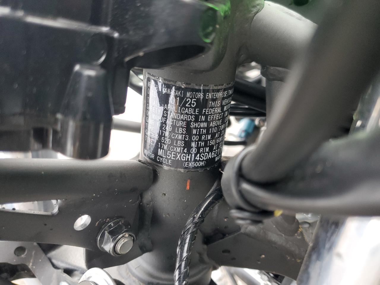 2025 Kawasaki Ex500 H VIN: ML5EXGH14SDA62176 Lot: 93600095