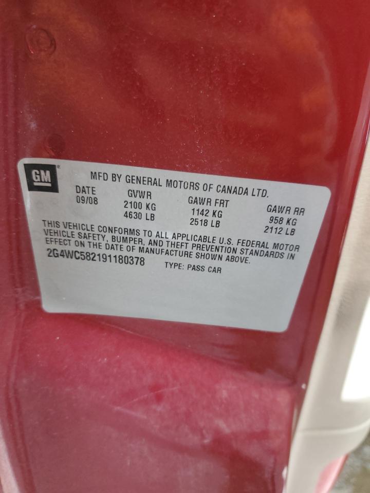 2009 Buick Lacrosse Cx VIN: 2G4WC582191180378 Lot: 92276955