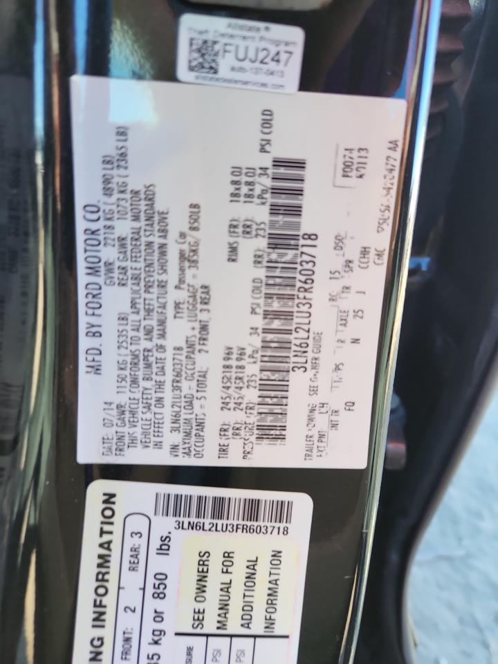 2015 Lincoln Mkz Hybrid VIN: 3LN6L2LU3FR603718 Lot: 91876365