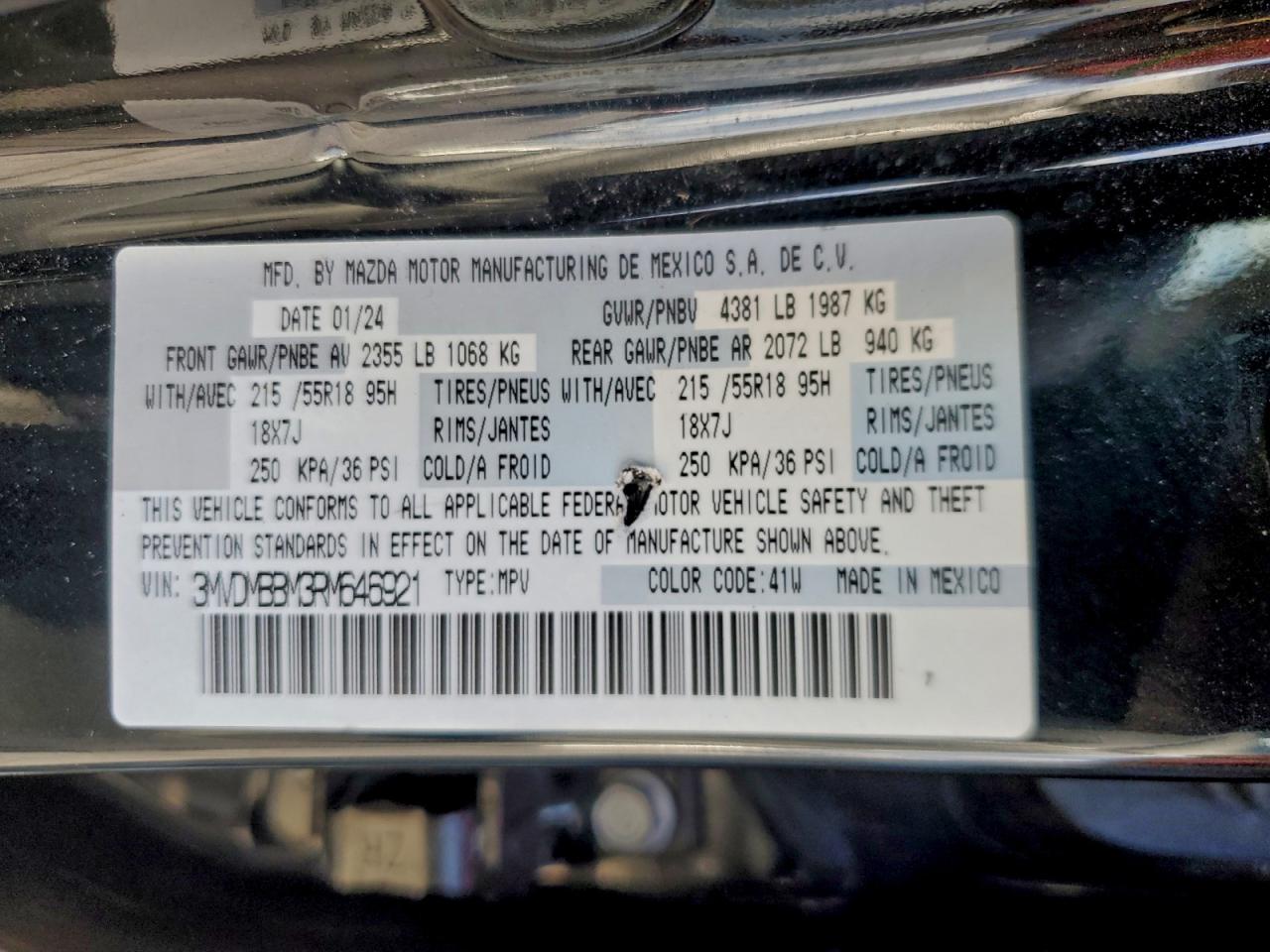 2024 Mazda Cx-30 Select VIN: 3MVDMBBM3RM646921 Lot: 94197535