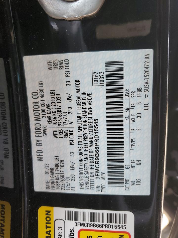 2023 Ford Bronco Sport Big Bend VIN: 3FMCR9B66PRD15545 Lot: 92161025