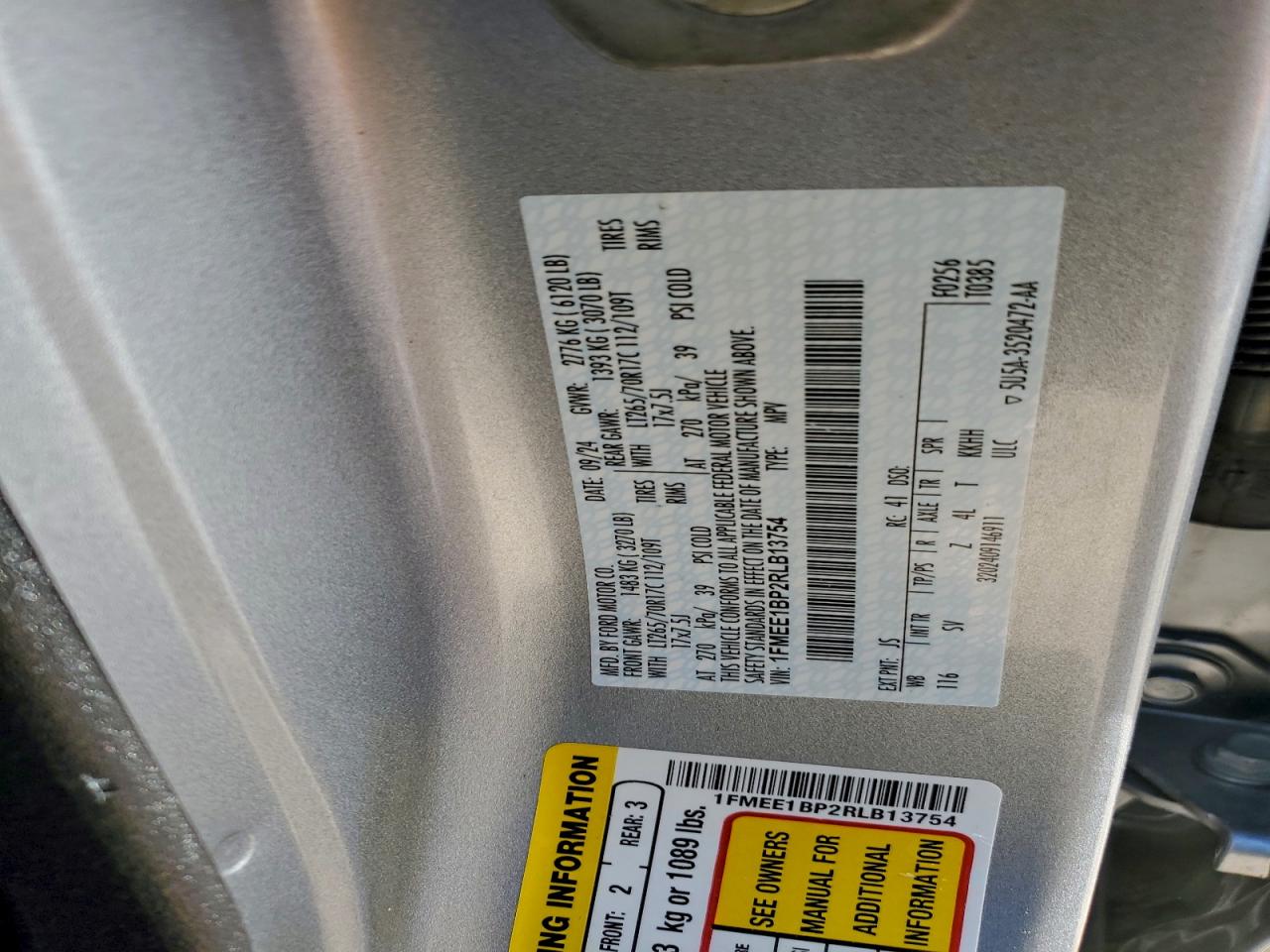 2024 Ford Bronco Black Diamond VIN: 1FMEE1BP2RLB13754 Lot: 86128205