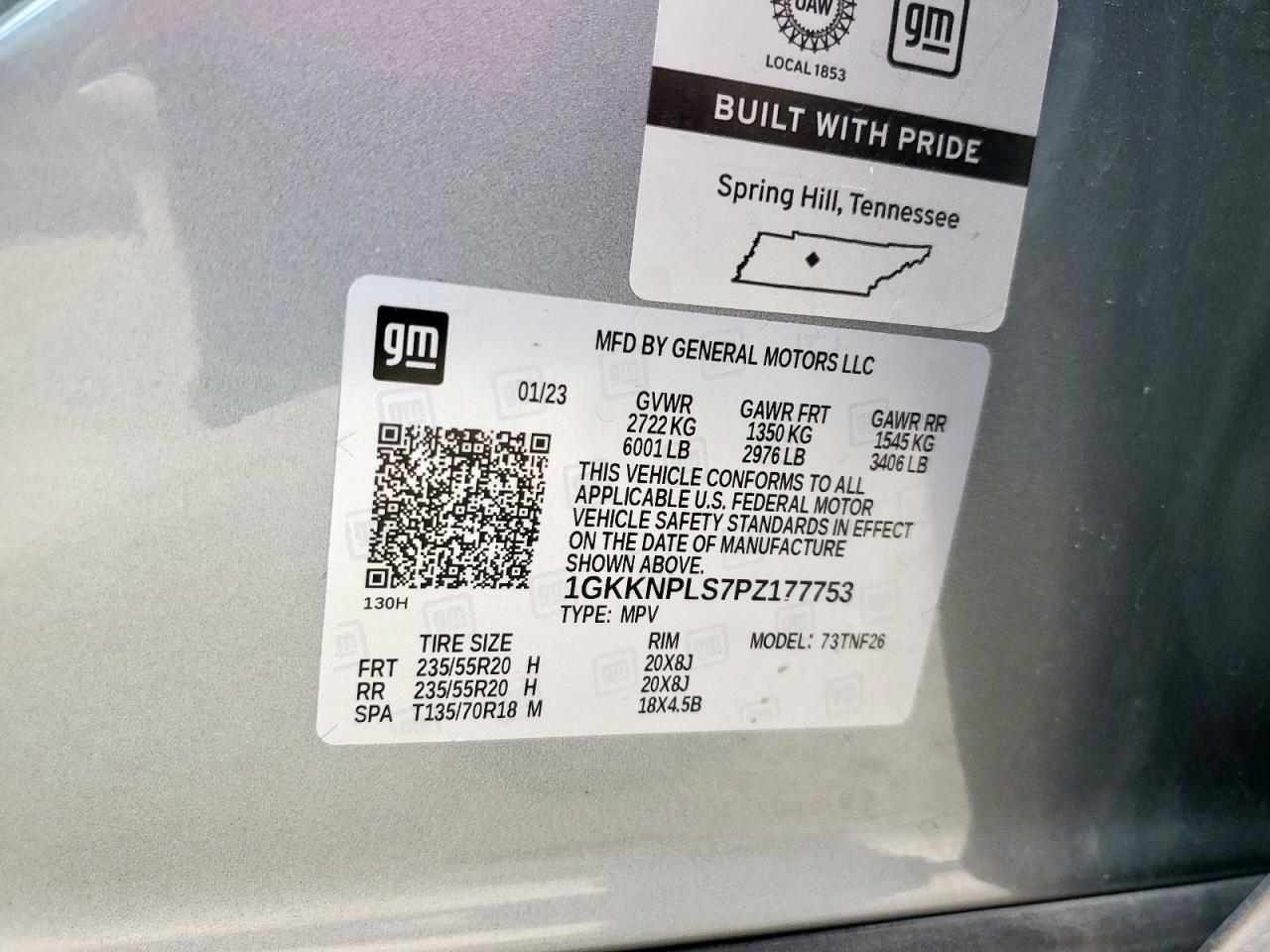 2023 GMC Acadia Denali VIN: 1GKKNPLS7PZ177753 Lot: 93743125