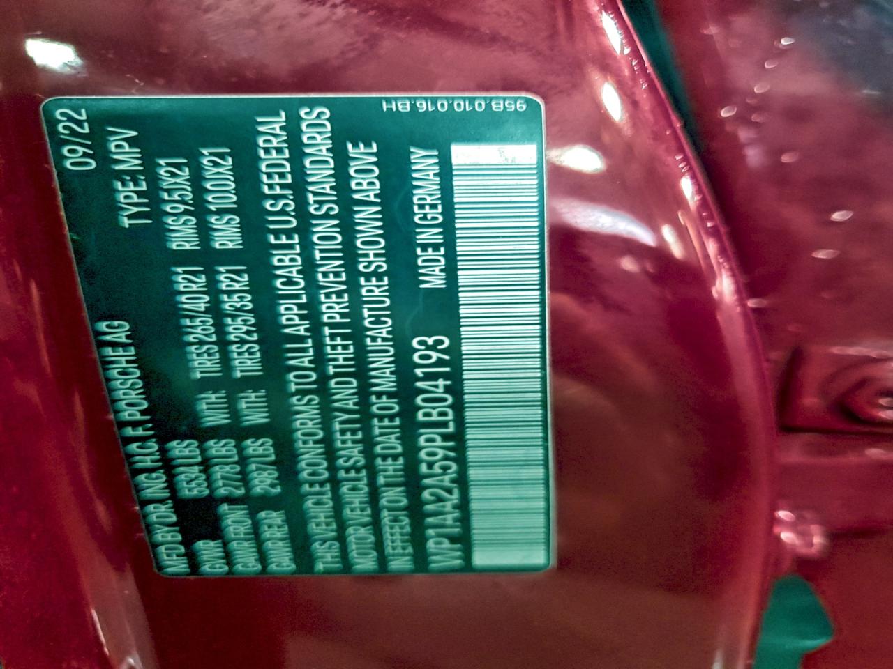 2023 Porsche Macan Base VIN: WP1AA2A59PLB04193 Lot: 94151955