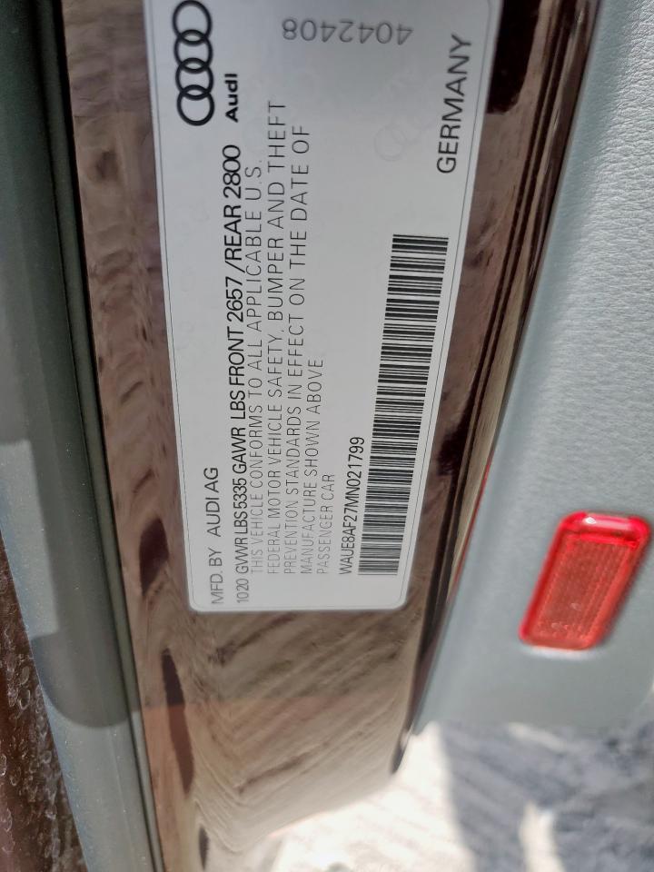 2021 Audi A6 Premium Plus VIN: WAUE8AF27MN021799 Lot: 92585055