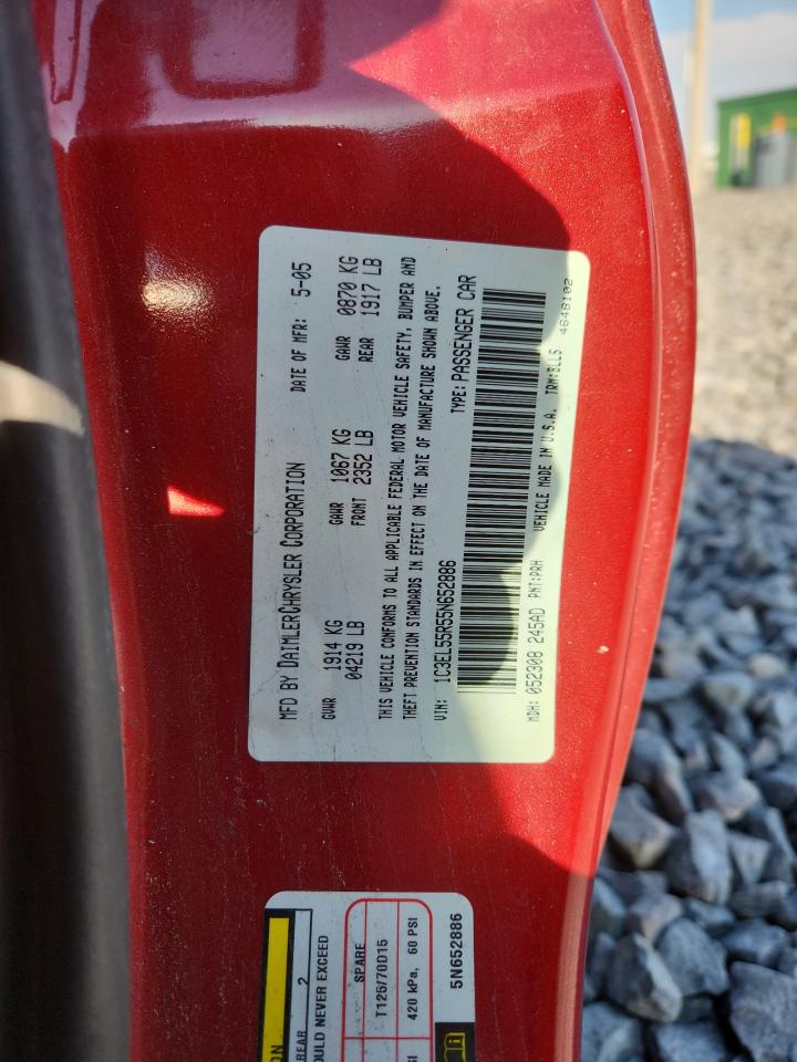 2005 Chrysler Sebring Touring VIN: 1C3EL55R55N652886 Lot: 91131675