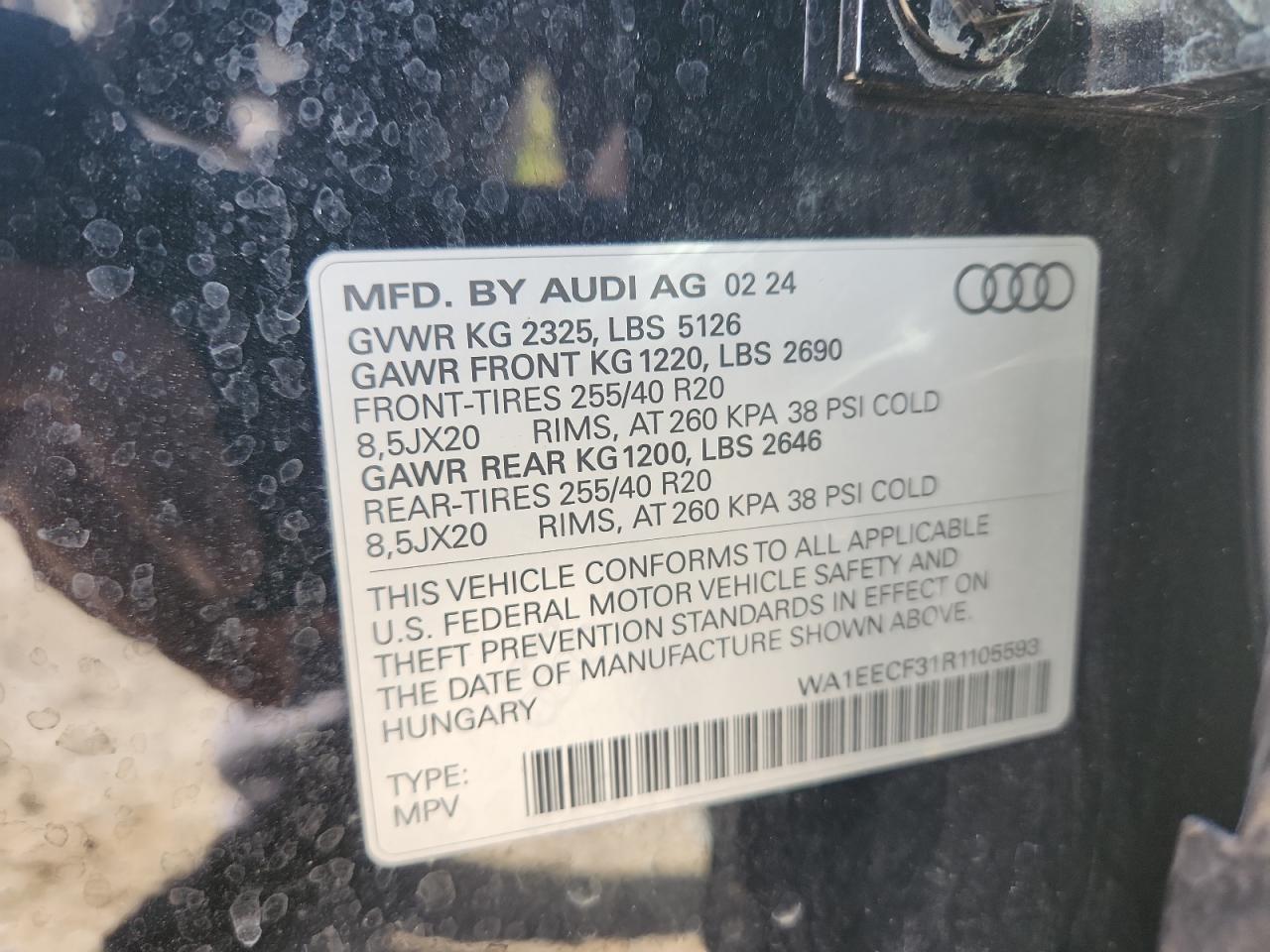 2024 Audi Q3 Premium Plus S Line 45 VIN: WA1EECF31R1105593 Lot: 92677095