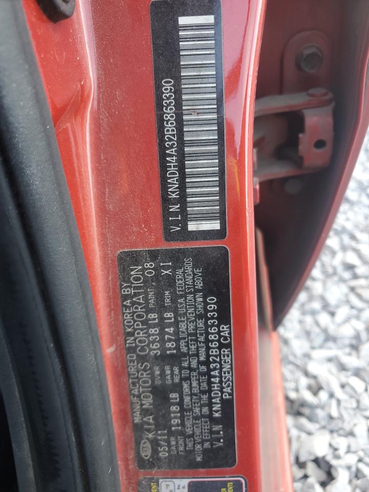 2011 Kia Rio Base VIN: KNADH4A32B6863390 Lot: 92944035